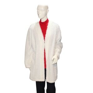 Slinky Brand 1X Textured Open Front Longline Cardigan Made in USA Y2K